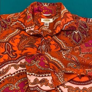 Talbots Hot Pink and Orange Shirt Blouse